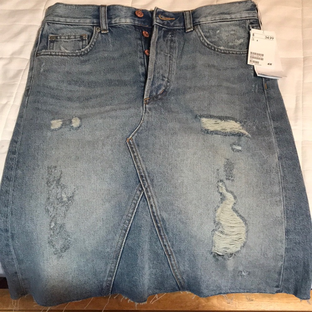 H&M High Rise Denim Skirt